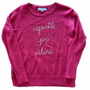 Loft Red Sparkle Pop Shine Crew Neck Festive Holiday Sweater